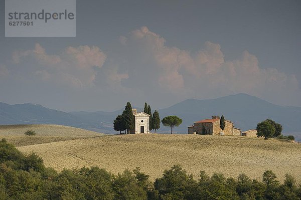 rollen  Europa  Baum  Hügel  UNESCO-Welterbe  Kapelle  Italien  Toskana