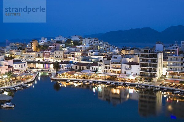 Hafen  Europa  über  Restaurant  Ansicht  Kreta  Abenddämmerung  Griechenland  Griechische Inseln
