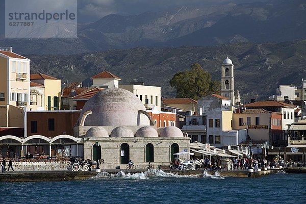 Hafen  Europa  über  Ansicht  Venetien  Kreta  Griechenland  Griechische Inseln  Moschee