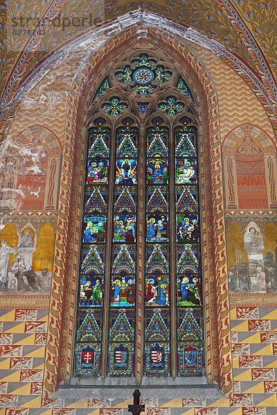 Budapest  Hauptstadt  zeigen  Europa  Lifestyle  Fenster  Kirche  Regenwald  UNESCO-Welterbe  Jungfrau Maria  Madonna  Ungarn