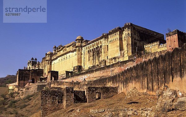 Außenaufnahme  Komplexität  Festung  Bernstein  Asien  Jahrhundert  Indien  Jaipur  Rajasthan