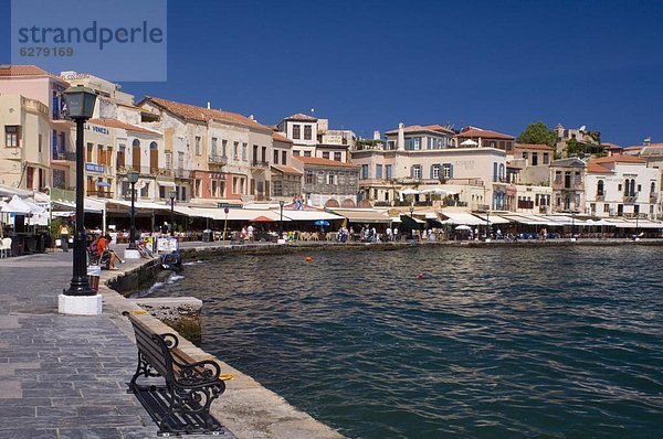 Anschnitt  Hafen  Europa  Stadt  Restaurant  umgeben  Chania  Kreta  Griechenland  alt