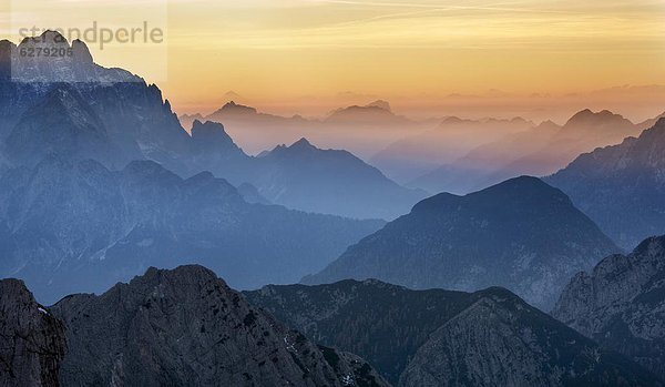 Europa  Sonnenuntergang  über  Alpen  Slowenien