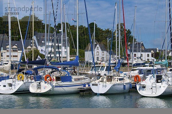 Hafen  Motorjacht  Frankreich  Europa  vertäut  Bretagne  Morbihan