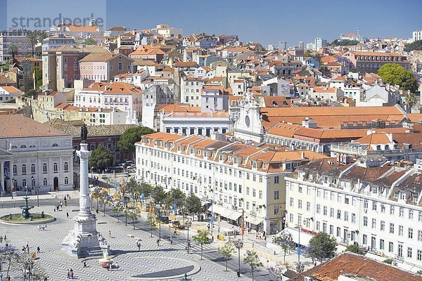 Lissabon  Hauptstadt  Europa  Infusion  Großstadt  Quadrat  Quadrate  quadratisch  quadratisches  quadratischer  Ansicht  Luftbild  Fernsehantenne  Portugal  Rossio  Praça de D. Pedro IV