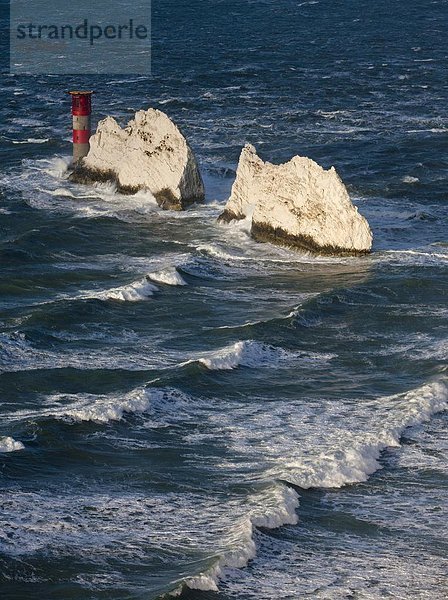 Europa  Großbritannien  Sturm  Leuchtturm  Nähnadel  Nadel  England  Isle of Wight  Wetter