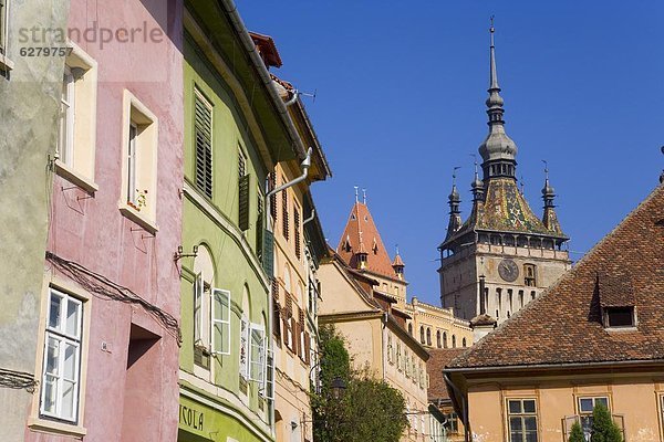 Mittelalter Europa Gebäude Stadt Uhr streichen streicht streichend anstreichen anstreichend UNESCO-Welterbe Zitadelle alt Rumänien Sighisoara