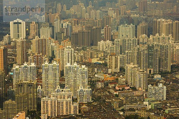 Luftbild vom Oriental Pearl Tower des Huangpu District  Shanghai  China  Asien