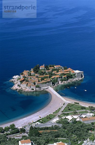 Europa  über  Insel  Ansicht  Sandbank  Luftbild  Fernsehantenne  Montenegro