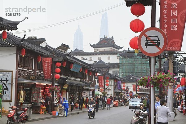 Straße  Fußgänger  China  Asien  alt  Shanghai  Straßenverkehr