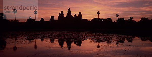 Silhouette  Sonnenaufgang  Spiegelung  Südostasien  UNESCO-Welterbe  Vietnam  Angkor  Asien  Kambodscha  Reflections