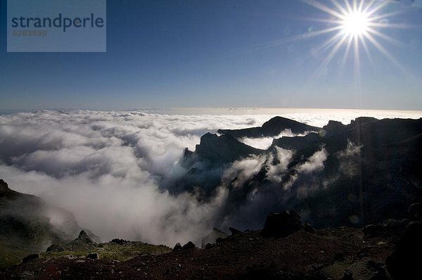 Europa  über  Vulkan  Ansicht  Kanaren  Kanarische Inseln  Krater  La Palma  Spanien