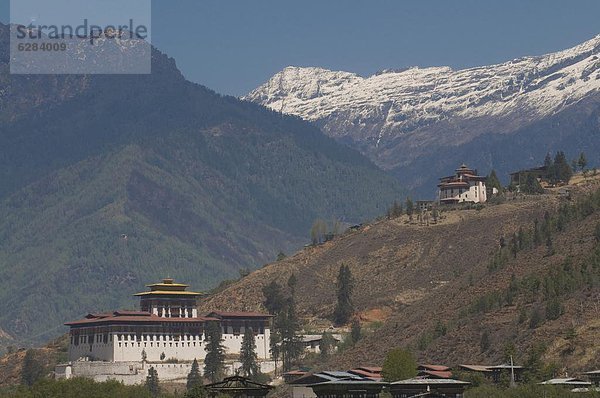 Berg  Hintergrund  Himalaya  Asien  Bhutan  Altes Schloss