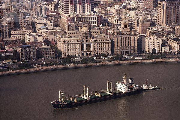 Fluss  Schiff  Ladung  China  Asien  Shanghai