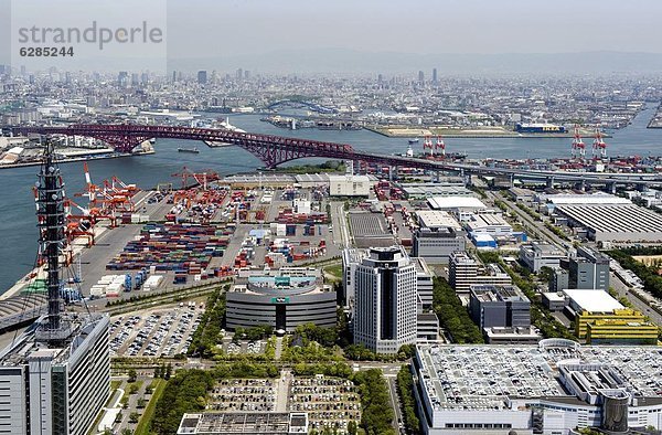 Einkaufszentrum  Hafen  Ansicht  bauen  Landschaft  über  Bucht  Japan  Osaka