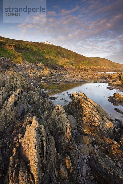 Felsbrocken  Europa  Großbritannien  Küste  Anordnung  Bucht  Devon  England