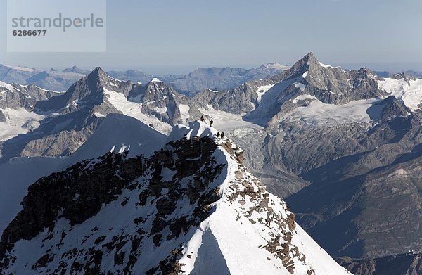 Bergsteiger Europa Monte Rosa Alpen Italien Bergmassiv Piemont