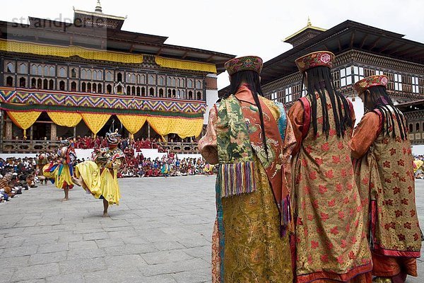 Buddhistische Festival (Tsechu)  Trashi Chhoe Dzong  Thimphu  Bhutan  Asien