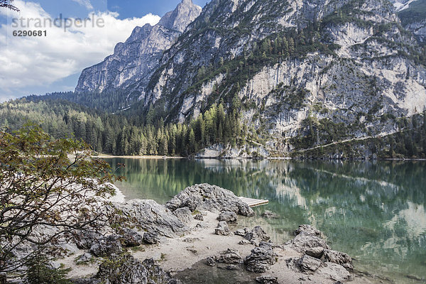 Pragser Wildsee  Lago di Braies  Pragser Tal  Prags  Südtirol  Alto Adige  Dolomiten  Italien  Europa