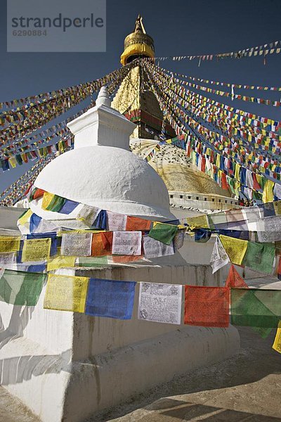 Kathmandu  Hauptstadt  Fülle  Fahne  fünfstöckig  Buddhismus  Nepal  neu  Gebet  Stupa