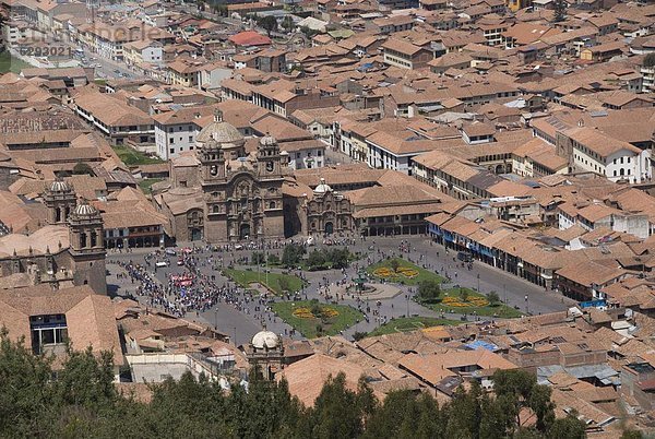 Großstadt  Stadtplatz  Draufsicht  Cuzco  Cusco  Peru  Südamerika