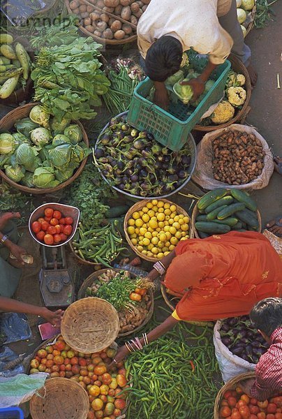 Frucht  über  Gemüse  Ansicht  Asien  Indien  Markt  Pushkar