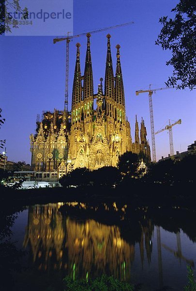 Europa Nacht Kathedrale Barcelona Spanien