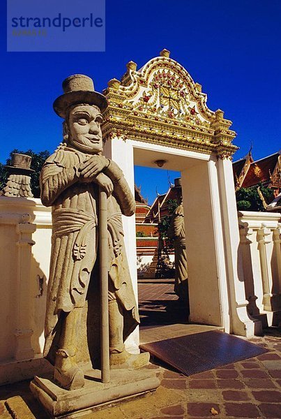 Bangkok  Hauptstadt  Stein  Statue  Wachmann  Thailand  Wat Pho