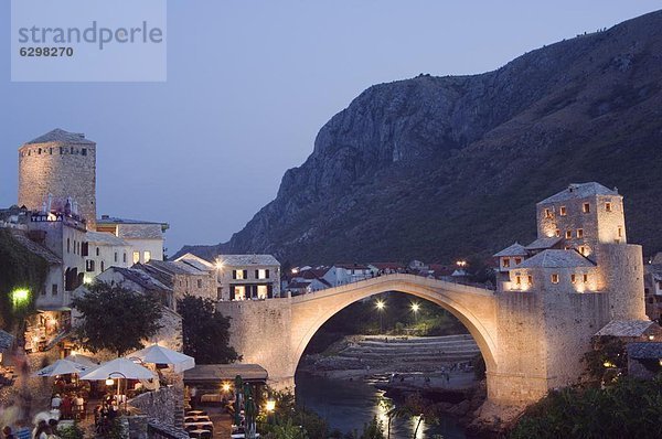 Europa  Abend  Ruhe  Brücke  Fluss  Mostar