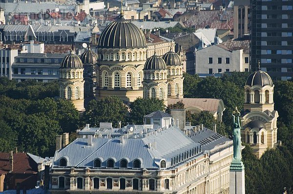 Europa  Kirche  Ansicht  Riga  Hauptstadt  russisch orthodox  russisch-orthodox  Luftbild  Fernsehantenne  Lettland  russisch