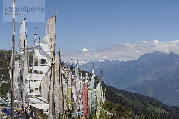 Blick vom Cheli La Pass von Bhutan die heiligsten Berg  Mount Jhomolhari  7314m  Himalaya  Bhutan  Asien