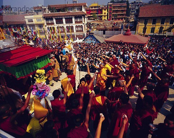 werfen  Blume  Fest  festlich  Himmel  Asien  Nepal  neu  Jahr