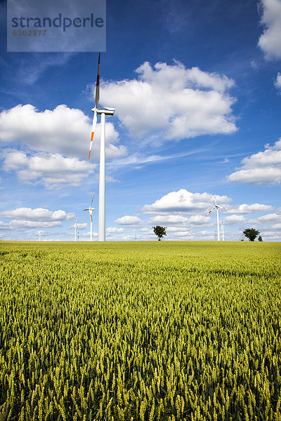 Windturbine Windrad Windräder hoch oben Europa Windpark Deutschland Stärke Spannung Nordrhein-Westfalen