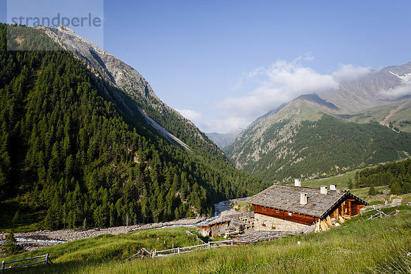 Rableid Alm  beim Aufstieg zur Hohen Wilden im Pfossental  Schnalstal  Südtirol  Italien  Europa