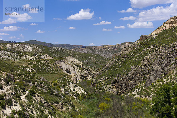 Berglandschaft zwischen Gorafe und Villanueva de las Torres  BaÒos de Alic_n de las Torres  Andalusien  Spanien  Europa
