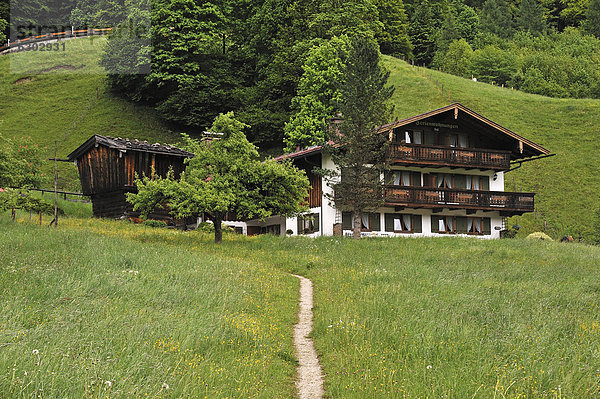 Europa Ramsau bei Berchtesgaden Deutschland links Oberbayern