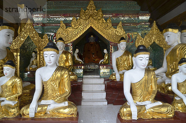 Buddhafiguren  Shwedagon Pagode  Yangoon  Rangun  Myanmar  Birma  Burma  Südostasien  Asien