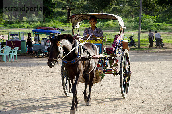 Pferdetaxi in Old Bagan  Pagan  Burma  Birma  Myanmar  Südostasien  Asien