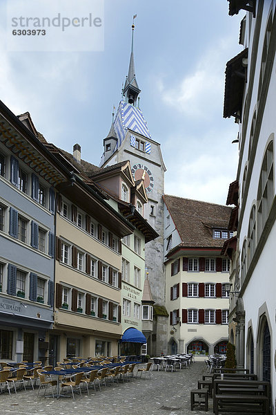 Altstadt von Zug  hinten der Zytturm  Zentralschweiz  Schweiz  Europa