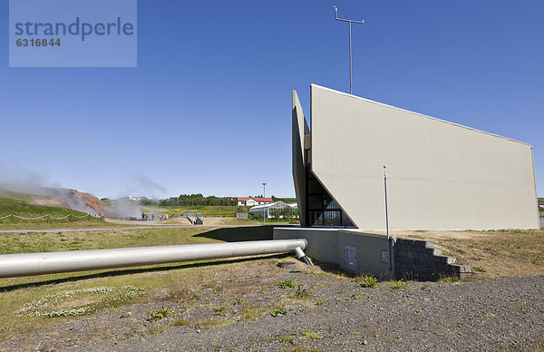 Anlage für Fernwärme  heiße Quelle Deildartunguhver  Reykholtsdalur  Island  Europa