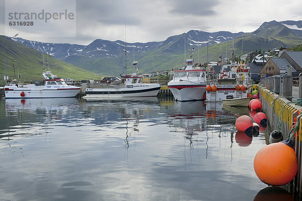 Boote im Hafen von Siglufjör_ur  Island  Europa