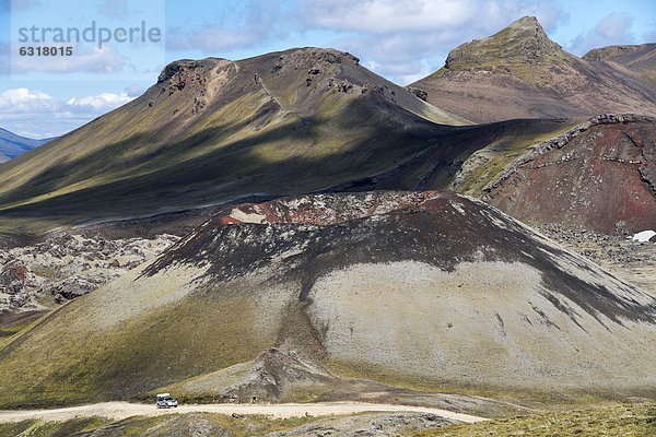 Vulkankrater St_tur  Lavafled Nor_urn·mshraun  Landmannalaugar  Fjallabak Naturschutzgebiet  Hochland  Island  Europa