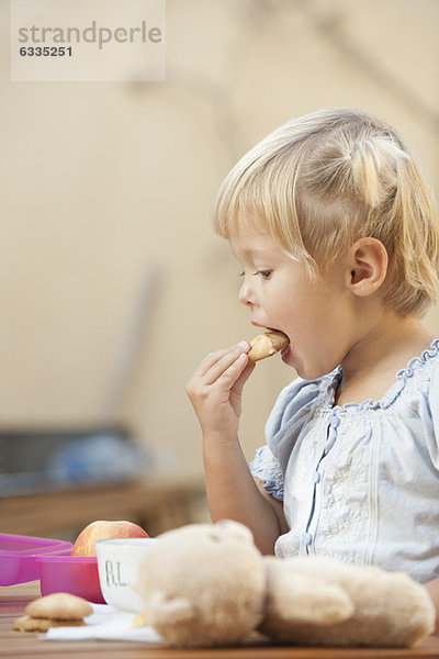 Kleines Mädchen isst Kekse