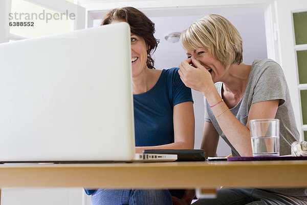 Frauen  die ihren Laptop zusammen benutzen