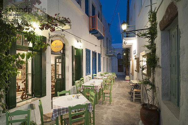 Leeres griechisches Restaurant  Taverne  Mykonos  Kykladen  Griechenland  Europa
