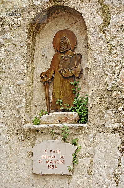 Skulptur von St. Paul  Werk von G. Mancini  Saint-Paul de Vence  Alpes-Maritimes  Provence-Alpes-Cote d'Azur  Südfrankreich  Frankreich  Europa  ÖffentlicherGrund