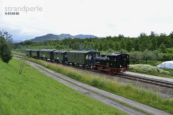 Historischer Dampfzug  Achertal-Bahn  aus dem Jahr 1928  der im Sommer alle zwei Wochen zwischen Ottenhöfen und Achern verkehrt  bei Ottenhöfen  Schwarzwald  Baden-Württemberg  Deutschland  Europa