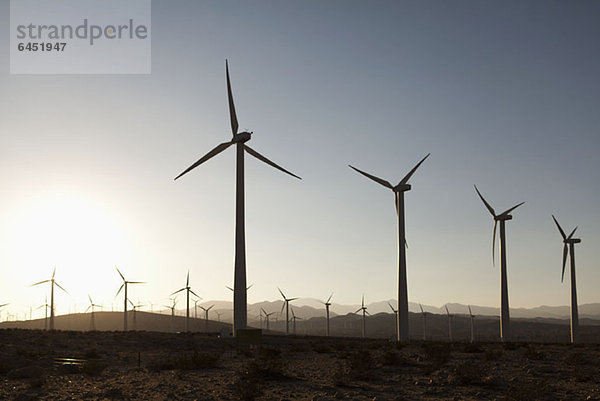 Windkraftanlagen in einer Wüstenlandschaft