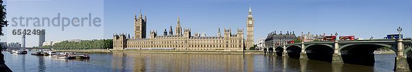 Houses of Parliament mit Big Ben und Themse  Westminster  London  England  Großbritannien  Europa