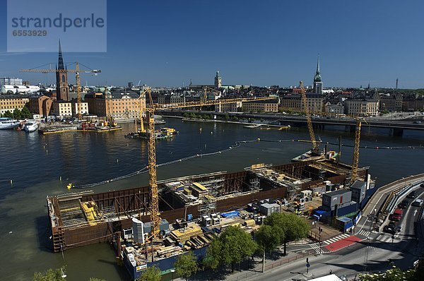 hoch  oben  bauen  Stockholm  Hauptstadt  Ansicht  Flachwinkelansicht  Winkel